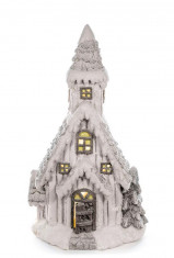 Decorațiune MagicHome Crăciun, biserică, 9 LED-uri galbene, ceramică, 3xAAA, interior, 30x20,5x51,5 cm foto