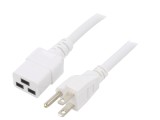 Cablu Alimentare 3x14AWG IEC C19 la NEMA 5-15 2m Alb 15A