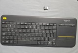 Tastatura wireless Logitech K400 Plus Touchpad integrat, USB Unifying 2.4GHz, Raza 10m, Gri