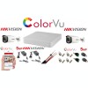 Sistem supraveghere profesional Hikvision Color Vu 2 camere 5MP IR40m DVR 4 canale full accesorii SafetyGuard Surveillance