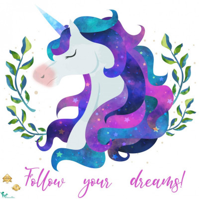 Sticker motivational - Follow your dreams - Inorog - 60x60 cm foto