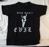Tricou negru Keep music Evil, marimea M, nou, nepurtat, Bumbac