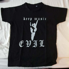 Tricou negru Keep music Evil, marimea M, nou, nepurtat