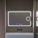 Oglinda LED Rectangulara, 110x75cm, Eclat MotionGlow Marcello, Sistem Dezaburire, Ceas &amp; Termometru, Lupa Cosmetica, Dimabila ModernLight Concept