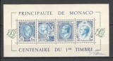 Monaco.1985 100 ani marca postala-Bl. cu SEMNATURA MACHETATORULUI SM.657