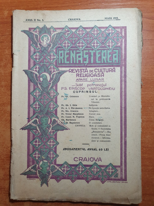 revista renasterea mai 1923 - revista de cultura religioasa