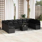 vidaXL Set de canapele pentru grădină 11 pcs Negru Rattan poli