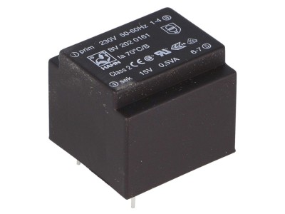 Transformator PCB 230V 15V, 0,5VA foto