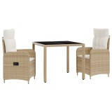 vidaXL Set dining pentru exterior cu pernă 3 pcs Bej și alb crem 3422336