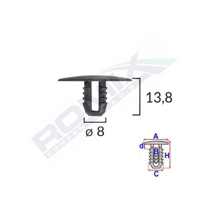 CLIPS FIXARE CAPAC MOTOR PENTRU FORD 8X13.8MM - NEGRU SET 10 BUC 61859 foto