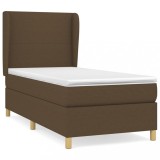 Cumpara ieftin Pat box spring cu saltea, maro inchis, 90x200 cm, textil