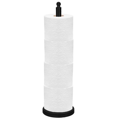Suport hartie igienica tip tija, 52cm, negru mat foto