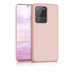 Huse silicon antisoc cu microfibra in interior Samsung Galaxy S20 Ultra , Roz