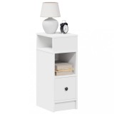 vidaXL Noptiera Alba cu Sertar, 25x31x66 cm, Lemn, Mobila Dormitor