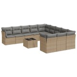 Cumpara ieftin Set canapele de gradina cu perne, 12 piese, bej, poliratan