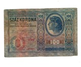 Austro-Ungaria 1912(1919) - 100 korona, stampila locala Ungaria, circulata