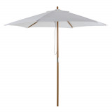 Outsunny Umbrelă Rotundă de Grădină din Bambus și Poliester 2.5x2.3m Crem/Alb | Aosom Romania