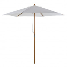 Outsunny Umbrelă Rotundă de Grădină din Bambus și Poliester 2.5x2.3m Crem/Alb | Aosom Romania