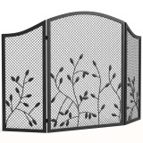 HOMCOM Parasc&acirc;ntei Șemineu Pliabil cu 3 Panouri, Protecție Metalică Rezistentă la Căldură, 122x1x74 cm, Negru | Aosom Romania