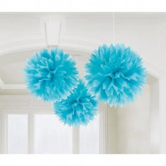 Decoratiuni bleu pom pom Fluffy 40.6 cm set 3 buc foto