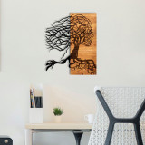 Decoratiune de perete, Nefes, lemn/metal, 47 x 58 cm, negru/maro, Enzo