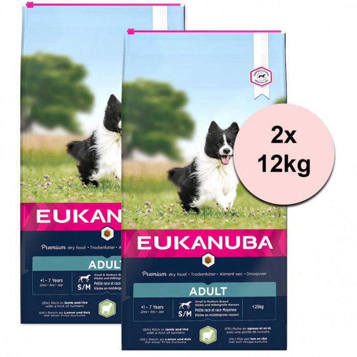 EUKANUBA ADULT Small &amp;amp; Medium Lamb - 2 x 12 kg