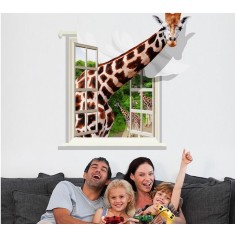 Sticker decorativ, fereastra cu girafa 79 cm, 58STK