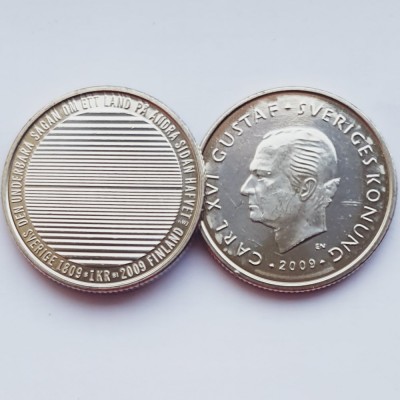 3276 Suedia 1 krona 2009 Carl XVI (Separation from Finland) km 916 aunc-UNC foto