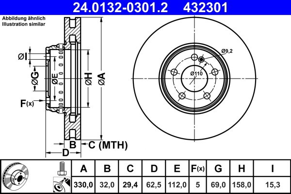 ATE 24.0132-0301.2 Disc frana