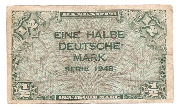 Germania &frac12; Deutsche Mark 1948 - U.S. Army Command, P-1 (1)