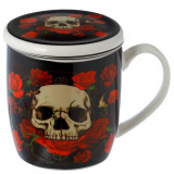 Cana cu capac infuzor pentru ceai Skull&amp;Roses 350ml