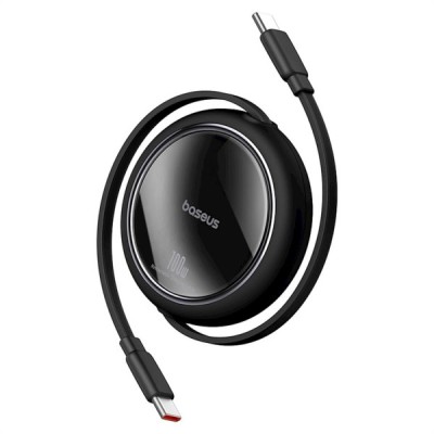 Cablu Date si Incarcare USB-C - USB-C Baseus Free2Draw Mini Retractable, 100W, 1m, Negru P10364500111-00 foto