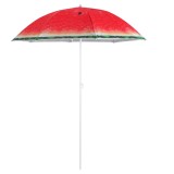 Umbrela de plaja pliabila, cu inclinare si inaltime reglabila, diametru 150 cm, rosu cu imprimeu pepene Household NewTrend