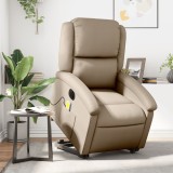 vidaXL Fotoliu electric masaj rabatabil cu ridicare, cappuccino
