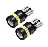 LED SMD T10 W5W &ndash; 3030 + 3014 Canbus No Error Lampa Becuri Lumini Alb 12V 24V cu Lentila