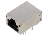 Conector RJ45 ecranat cu diodă LED, 8p8c, THT - ADAM TECH