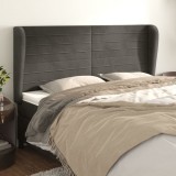 vidaXL Tăblie de pat cu aripioare gri &icirc;nchis 183x23x118/128 cm catifea