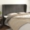 vidaXL Tăblie de pat cu aripioare gri &icirc;nchis 183x23x118/128 cm catifea 3118157