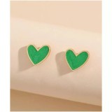 Cumpara ieftin Cercei minimalisti inimioara Verde