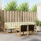 vidaXL Set de canapele de exterior cu pernă 7 pcs Alb și crem 3389560