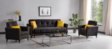 Set 3+1+1 Viktorya Lada Depozitare Tapitat Catifea Negru Galben (cod 13222)