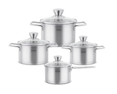 Set 4 oale din Inox cu capac Zass Gourmet ZG-SCS 03 - NOU