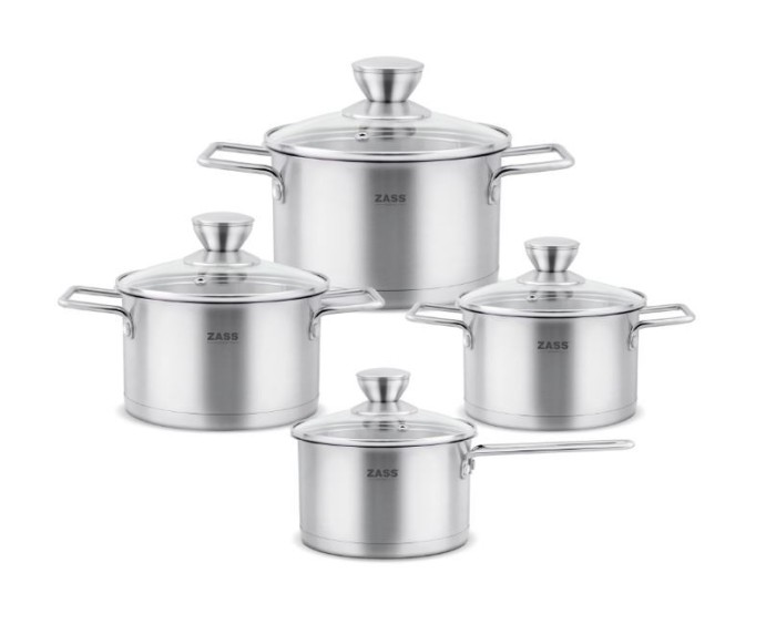 Set 4 oale din Inox cu capac Zass Gourmet ZG-SCS 03 - NOU
