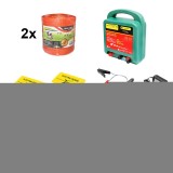 Kit complet gard electric 12/220V, 6.5 Joule lungime fir 2000m, 200 izolatori si placute avertizare Breckner Germany