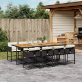 Gossi set mobilier de gradina cu perne, 9 piese, negru, poliratan