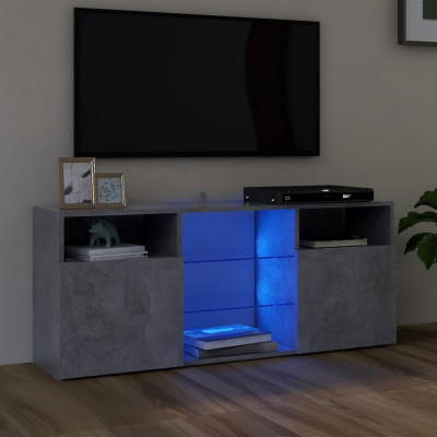 Comodă TV cu lumini LED, gri beton, 120x30x50 cm foto