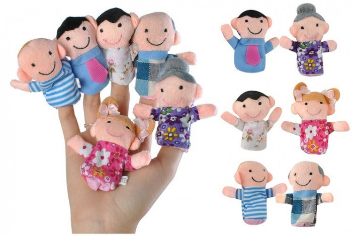 Set 6 papusi de copii pentru degete,diverse personaje - Multicolor