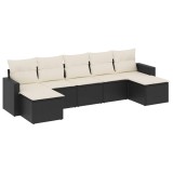 Cumpara ieftin Set canapele de gradina cu perne, 7 piese, negru, poliratan