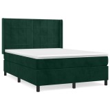 Cumpara ieftin Pat box spring cu saltea, verde inchis, 140x190 cm, catifea