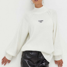 Tommy Jeans pulover femei, culoarea bej, cu turtleneck DW0DW16524